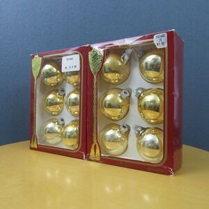 Vintage Victoria Collection Glass Ball Christmas Ornaments 2 Boxes of 6 Gold